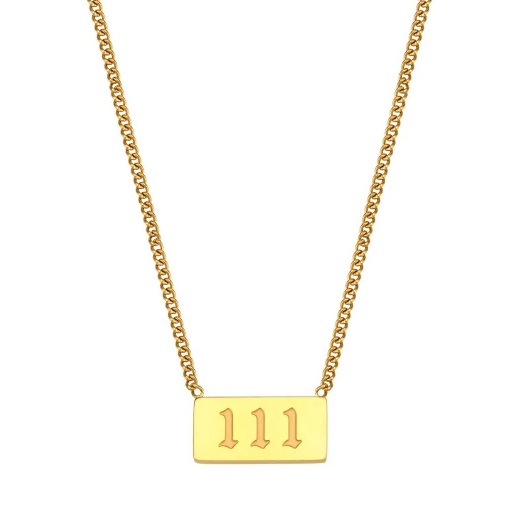 111 Angel Number 18K Gold Plated Stainless Steel Pendant Necklace‎